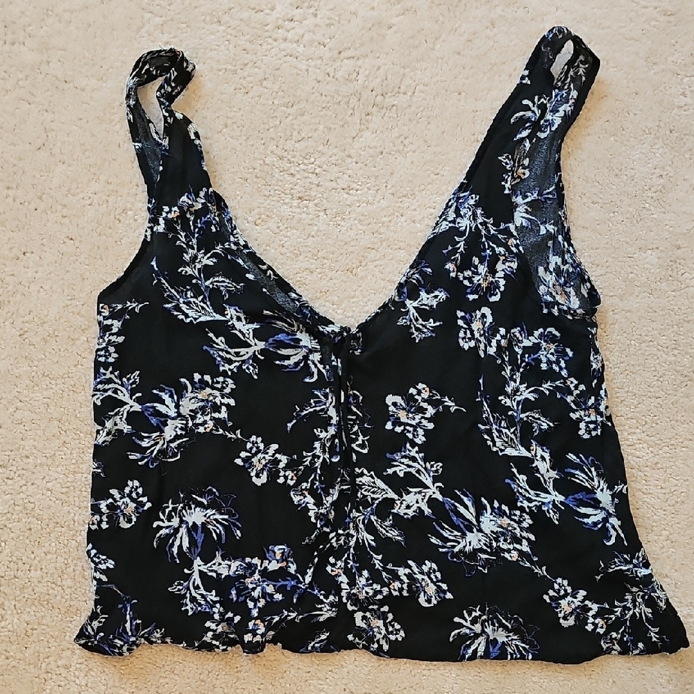 Floral Black and Blue Women's Top
